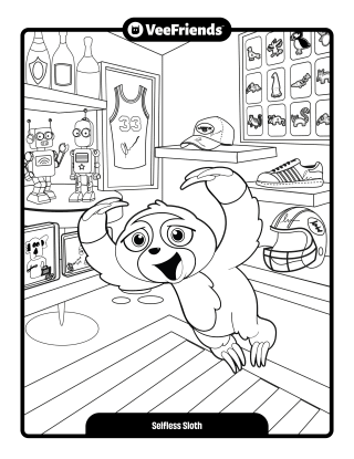 Selfless Sloth Coloring Page