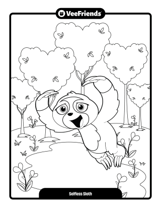 Selfless Sloth Coloring Page