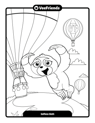 Selfless Sloth Coloring Page