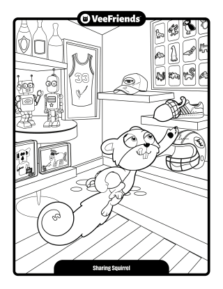 Sharing Squirrel Coloring Page