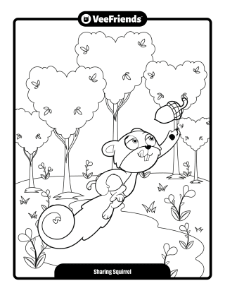 Sharing Squirrel Coloring Page