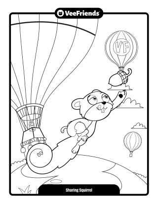 Sharing Squirrel Coloring Page