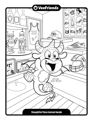 Thoughtful Three Horned Harpik Coloring Page