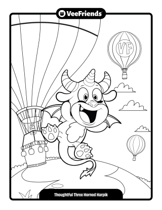 Thoughtful Three Horned Harpik Coloring Page