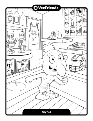 Tidy Troll Coloring Page