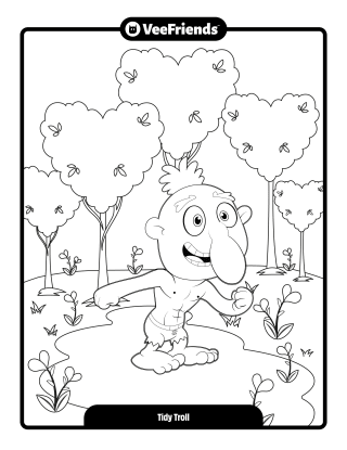 Tidy Troll Coloring Page