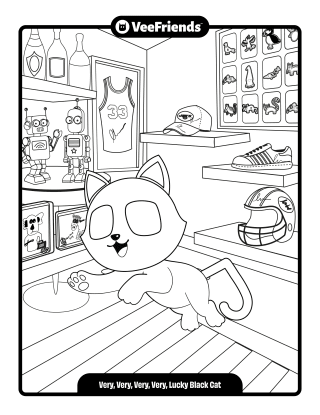 Very Very Very Very Lucky Black Cat Coloring Page