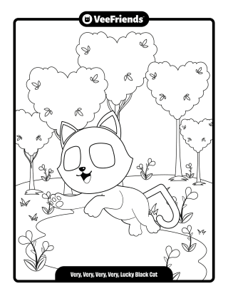 Very Very Very Very Lucky Black Cat Coloring Page