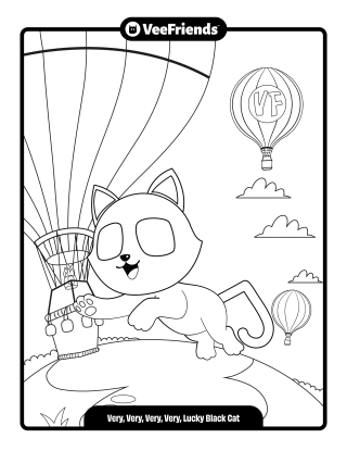 Very Very Very Very Lucky Black Cat Coloring Page