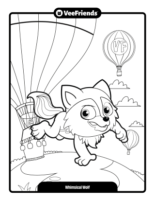 Whimsical Wolf Coloring Page