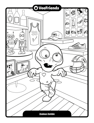 Zealous Zombie Coloring Page