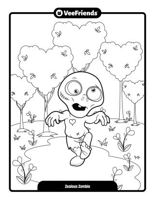 Zealous Zombie Coloring Page