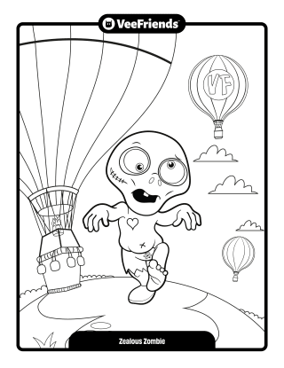 Zealous Zombie Coloring Page
